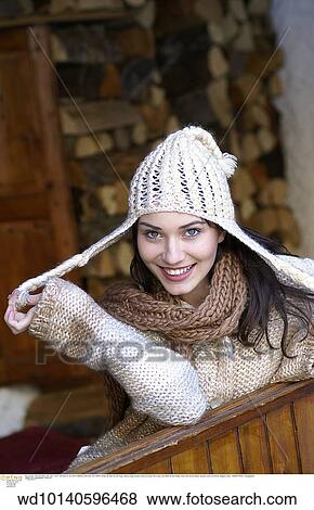 Stock Photo - winter, vertical image, under 35 years, solo, series, lifestyles. Fotosearch