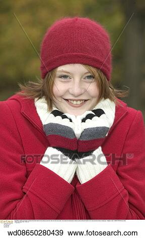 Stock Photo - winter, warm clothes, under 35, twenties, teenager. Fotosearch