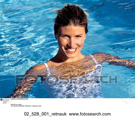 Woman, Outside, Summer, Happy, Pool, Eye Contact View Large Photo Image Stock Image - Woman, Outside, Summer, Happy, Pool, Eye Contact. Fotosearch