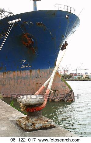 Stock Photo - Ship outside archer ocean sea port boat dock. Fotosearch