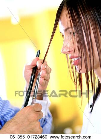 BeautyCropped image of woman having her hair cut View Large Photo Image Stock Image - BeautyCropped image of woman having her hair cut . Fotosearch
