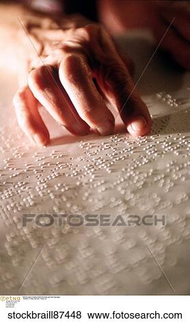 Stock Photo -  Braille stockStill life image of reading braille blind body part hand read paper . Fotosearch