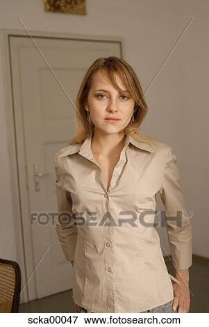 Stock Photo - beige, human, woman, adults, long, hairs. Fotosearch
