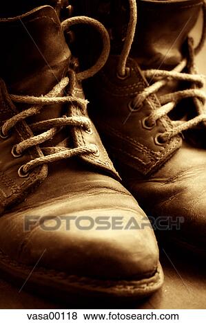 Stock Photo - boot, boots, object, old, worn, weathered, destroyed. Fotosearch