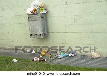 Stock Image - building, cans, details, grating, grass, squares, buildings. Fotosearch