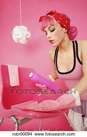 cleaning lady, pink, clean, scrub, cleanliness, spring cleaning View Large Photo Image Picture - cleaning lady, pink, clean, scrub, cleanliness, spring cleaning. Fotosearch