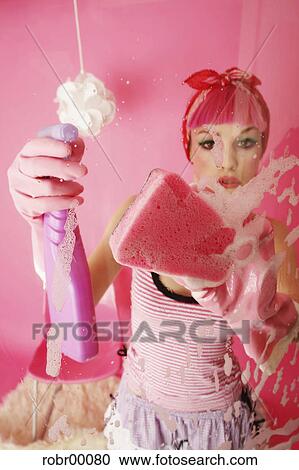 cleaning lady, pink, clean, scrub, cleanliness, spring cleaning View Large Photo Image Stock Image - cleaning lady, pink, clean, scrub, cleanliness, spring cleaning. Fotosearch