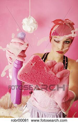 cleaning lady, pink, clean, scrub, cleanliness, spring cleaning View Large Photo Image Stock Image - cleaning lady, pink, clean, scrub, cleanliness, spring cleaning. Fotosearch