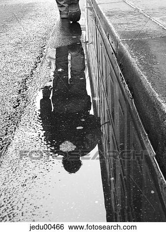 Day, people, puddle, rear view, Reflection, Walk, Walking View Large Photo Image Stock Photograph - Day, people, puddle, rear view, Reflection, Walk, Walking. Fotosearch