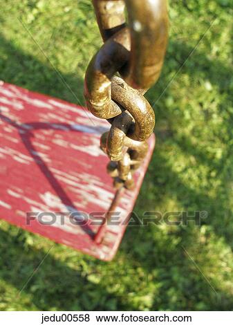 Stock Photo - detail, details, swing, garden, chain, metal, green. Fotosearch