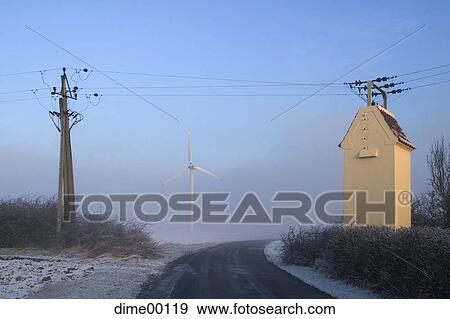 Stock Photo - electricity, save energy, renewable energy, alternator, generators, winter, stream. Fotosearch