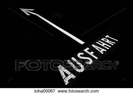 Stock Photo - exit, Parking, signalling, parking garage, bottom, ground, soil. Fotosearch