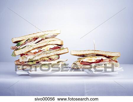 Stock Photograph - food, luncheon, BLT, Take Away, toast, bread, two. Fotosearch