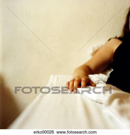 Stock Photograph - hand, hands, bed, beds, detail view, detail, cutting. Fotosearch