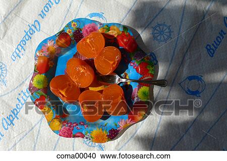 Stock Image - kaki, party, Restaurant, fruits, dishes, plate, dish. Fotosearch