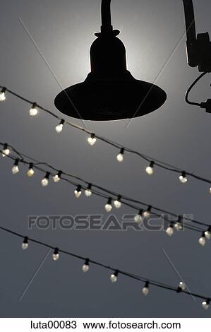 Stock Image - lantern, detail, party, light, chain of lights, fairy light, celebration. Fotosearch