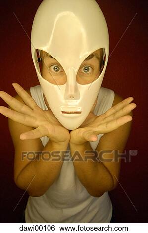 Stock Photograph - mask, Alien, redly, red, ruddy, commie, alien. Fotosearch