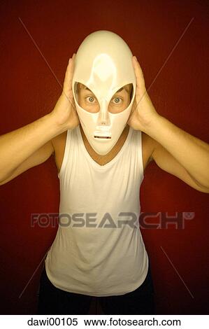 Stock Photography - mask, Alien, redly, red, ruddy, commie, alien. Fotosearch