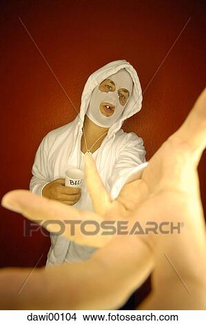 Picture - mask, bling bling, mask out of stockings, redly, red, ruddy, commie. Fotosearch
