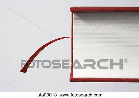 Stock Image - ribbon, book, horizontal format, indoor photo, individual, redly, red. Fotosearch