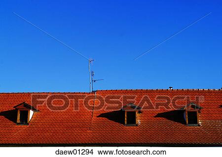 roof, house, tenement, blue, redly, red, ruddy View Large Photo Image Picture - roof, house, tenement, blue, redly, red, ruddy. Fotosearch