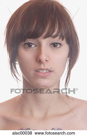 Stock Photo - skinny, portrait, woman, girl, frontal, relaxed, brunette. Fotosearch