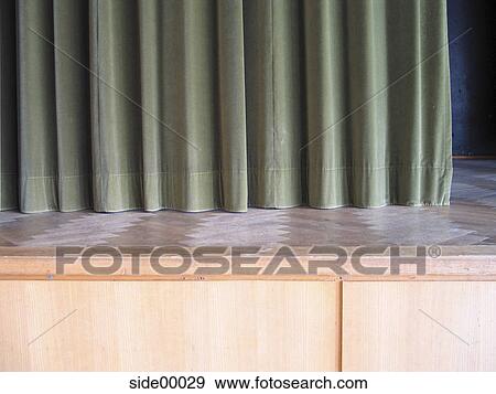 Stock Photo - stage, theater, curtain, parquet floor, lime green, light brown, wooden stage. Fotosearch