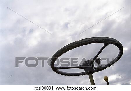 Stock Image - steering wheel, old, tractor, wheel, point, direction, control. Fotosearch