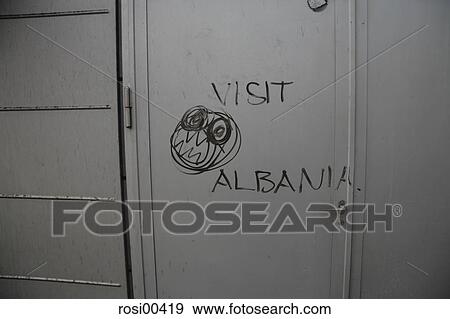Stock Photo - the Balkans, visitations, graffiti, Zurich, Albania, monster, visit. Fotosearch