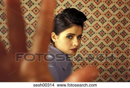 Picture - woman, human, adults, modern, fashion-conscious, studio. Fotosearch