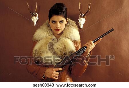 woman, human, fur, dark hair, lipstick, face, visage View Large Photo Image Stock Image - woman, human, fur, dark hair, lipstick, face, visage. Fotosearch