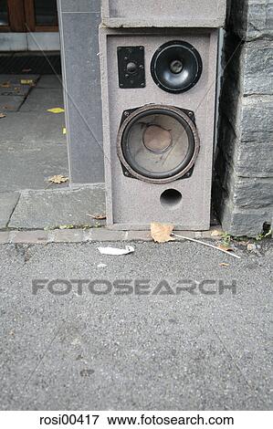 Stock Photo - Zurich, city, town, urban, loudspeaker, boxes, music. Fotosearch