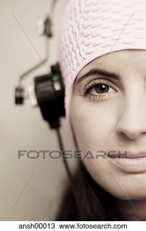 bathing cap, dark hair, fashion, flat, open space View Large Photo Image Stock Image - bathing cap, dark hair, fashion, flat, open space. Fotosearch