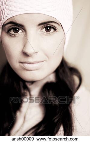 bathing cap, portrait, dark hair, fashion, flat View Large Photo Image Stock Photo - bathing cap, portrait, dark hair, fashion, flat. Fotosearch