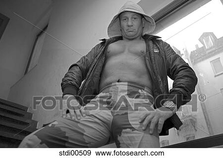 Stock Photo - bodybuilding, house, corridor, stairs, stair, torso. Fotosearch