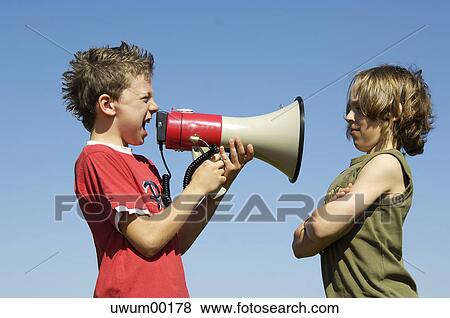 Stock Photo - boy, to roar at, screaming, bellow, roar, braying, bawling. Fotosearch