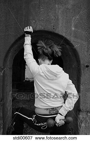 Stock Photo - build-up of muscles, teddy, strength training, bodybuilding, woman, portrait, arms. Fotosearch
