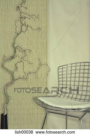 Stock Photo - chair, Design, detail, steel chair, interior, wallpaper. Fotosearch