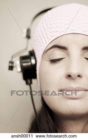closed eyes, bathing cap, dark hair, portrait, fashion View Large Photo Image Stock Image - closed eyes, bathing cap, dark hair, portrait, fashion. Fotosearch