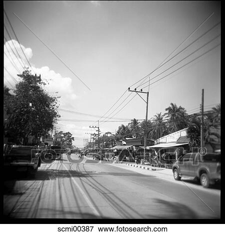 holidays, vacation, Thailand, road, street, houses, traffic View Large Photo Image Stock Photo - holidays, vacation, Thailand, road, street, houses, traffic. Fotosearch