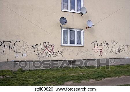 Stock Photograph - homeless, ghetto, destiny, homeless people, poverty, love of life, satellite dish. Fotosearch