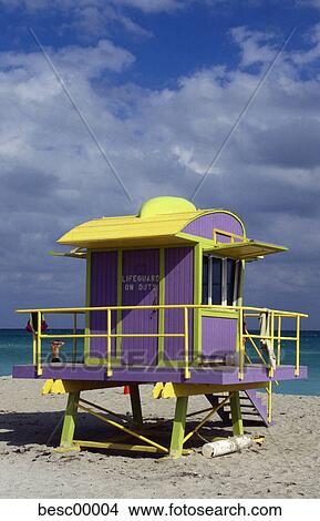 Life Guard, beach, life preserver, beach house, multicolored, colorful, colourful View Large Photo Image Picture - Life Guard, beach, life preserver, beach house, multicolored, colorful, colourful. Fotosearch
