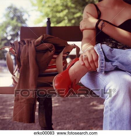 red shoes, summer, park, summers, section, park bench, bench View Large Photo Image Stock Image - red shoes, summer, park, summers, section, park bench, bench. Fotosearch