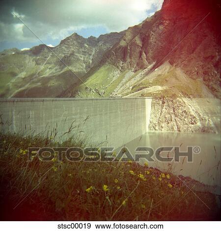 retaining wall, Switzerland, mountains, mountain, reservoir, water, waters View Large Photo Image Stock Photo - retaining wall, Switzerland, mountains, mountain, reservoir, water, waters. Fotosearch