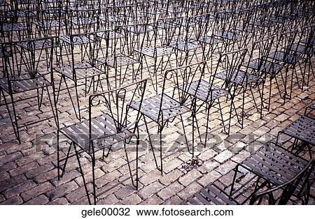 Stock Image - seating, disclosure, halt, meeting, steel chair, seat, event. Fotosearch