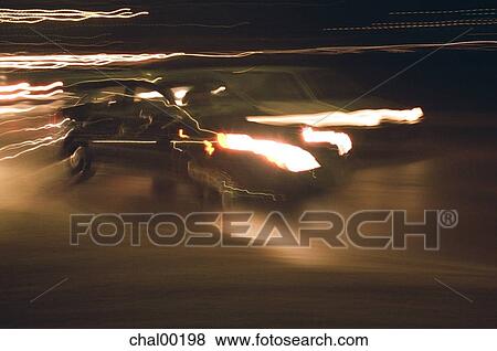 Stock Photo - speed, car, traffic, way, street, city, night. Fotosearch