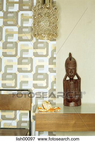 Stock Photo - table corner, Design, wooden figure, wallpaper, ambiance, indoor photo, samples. Fotosearch