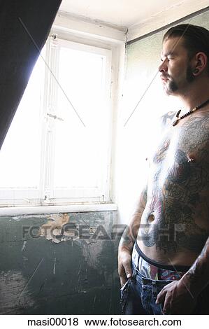 tattoo, predominant, torso, upper part of the body, window View Large Photo Image Stock Photo - tattoo, predominant, torso, upper part of the body, window. Fotosearch