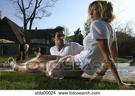 Picture - team, spare time, fun, mode-consciously, fashion, blonde, smooth. Fotosearch