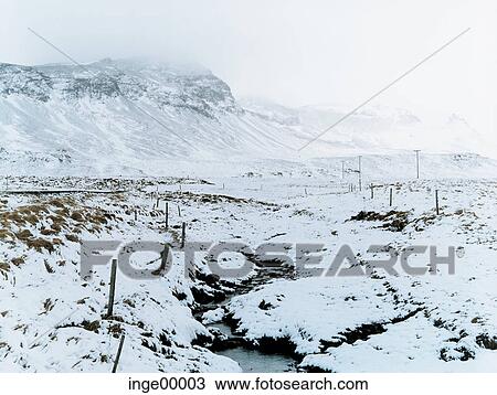 Stock Image - Ólafsvìk, winter, landscape, scenery, mountains, wideness, liberty. Fotosearch